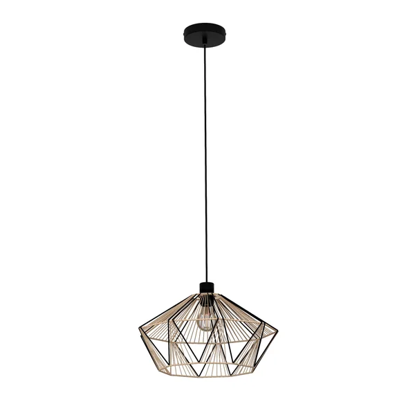 Suspension INSPIRE Pyros E27 diam. 45 cm métal noir/raphia
