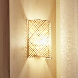 Applique mural demi-lune, INSPIRE Palanga, E14, blanc/bambou