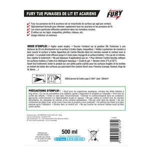 Insecticide pour punaises de lit et acariens, FURY, 0,5 litre