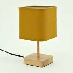 Lampe Akora, bois, jaune, H.23 cm INSPIRE, E14
