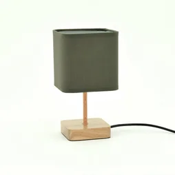 Lampe Akora, bois, vert, H.23 cm INSPIRE, E14