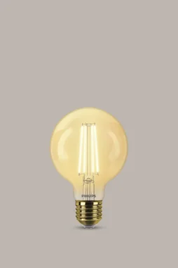 Lot de 2 ampoules décoratives led ambré globe E27, PHILIPS, diam. 80 mm 40 W blanc très chaud