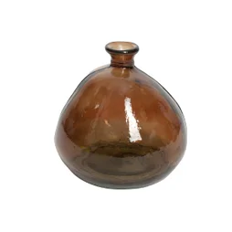 Vase verre transparent brun, 18 x 18 cm