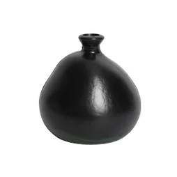 Vase verre noir mat, 18 x 18 cm