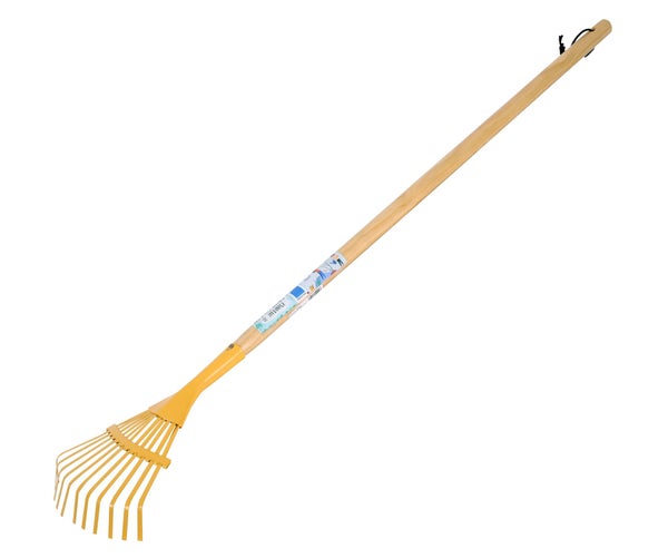Balai plat pour enfants avec manche en bois, jaune, REVEX