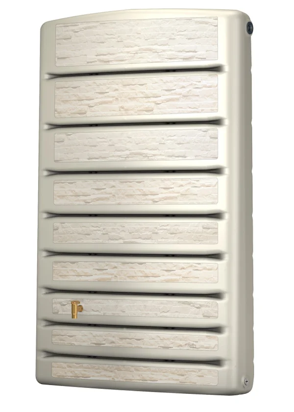 Récupérateur d'eau aérien extra slim rectangulaire mural sable 400L