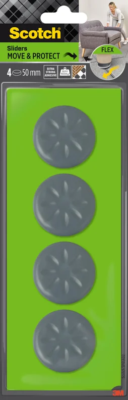 Lot de 4 patins de pied de meuble en polypropylène adhésif SCOTCH Diam. 50 mm