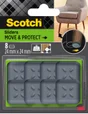 Lot de 8 patins adhésifs alvéolé eur, SCOTCH, 24 x 24 mm, gris
