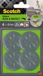 Lot de 4 patins de pied de meuble en polypropylène adhésif SCOTCH Diam. 40 mm