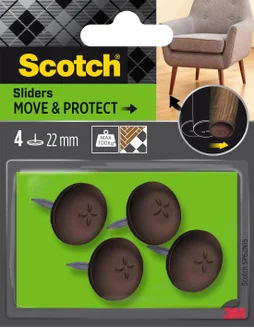 Lot de 4 patins adhésifs alvéolé eur, SCOTCH, diam. 22 mm, marron