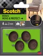 Lot de 4 patins adhésifs alvéolé eur, SCOTCH, diam. 22 mm, marron