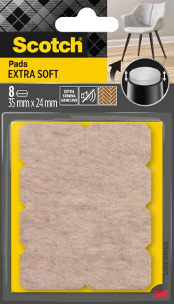 Lot de 8 patins feutre en laine adhésif, SCOTCH, 35 x 24 mm, beige