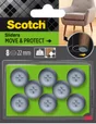 Lot de 8 patins adhésifs alvéolé eur, SCOTCH, diam. 22 mm, gris