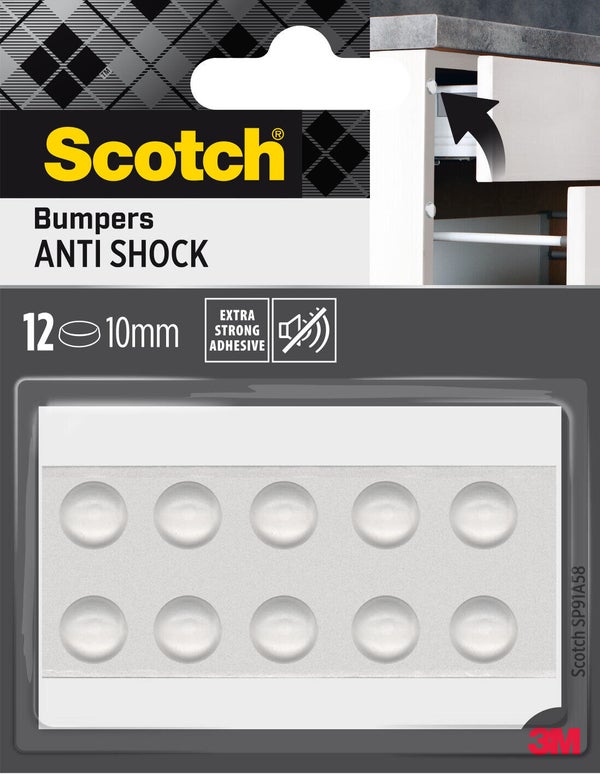 Lot de 12 butées amortissement adhésives pvc transparent SCOTCH diam.10 mm