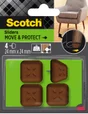 Lot de 4 patins adhésifs alvéolé eur, SCOTCH, 24 x 24 mm, marron
