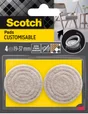 Lot de 4 patins feutre customisable prédécoupés, SCOTCH, 37 31 25 et 19 mm, beige
