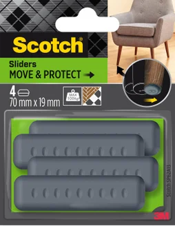 Lot de 4 patins de pied de meuble en polypropylène adhésif SCOTCH l.19 x 70 mm