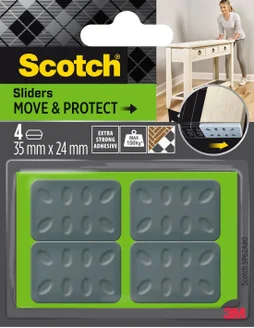 Lot de 4 patins adhésifs alvéolé eur, SCOTCH, 35 x 24 mm, gris