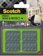 Lot de 4 patins adhésifs alvéolé eur, SCOTCH, 35 x 24 mm, gris
