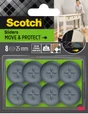Lot de 8 patins adhésifs alvéolé eur, SCOTCH, diam. 25 mm, gris