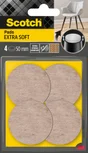 Lot de 4 patins feutre en laine adhésif, SCOTCH, diam. 50 mm, beige