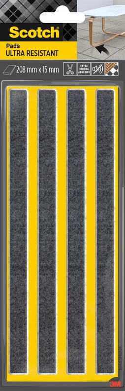 Lot de 4 patins feutre adhésif, SCOTCH, 208 x 15 mm, gris