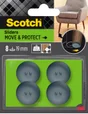 Lot de 8 patins adhésifs alvéolé eur, SCOTCH, diam.19 mm, gris