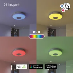 Plafonnier SDB connecte led design metal blanc IP44 INSPIRE Vizzini Enki D.40 cm