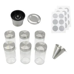 Kit 6 pots épices + étiquettes + entonnoir + moulin