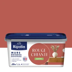 Peinture intérieur mur/boiserie/radiateur satiné, RIPOLIN, rouge chianti, 2.5 litres