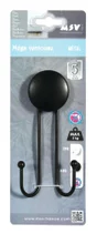 Crochet pour salle de bains ventouse double, MSV Mega, noir