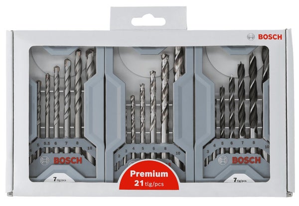 Lot de 3 sets de forets multimateriaux 21 pièces, BOSCH