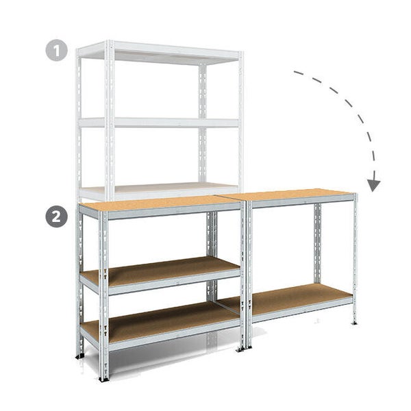 Etagère métal  bois l90 x H180 x P40cm 5 tablettes SPACEO