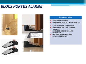 Lot de 2 cales portes en plastique avec alarme VENTEO H.14 cm x 4.5 cm x 4 cm