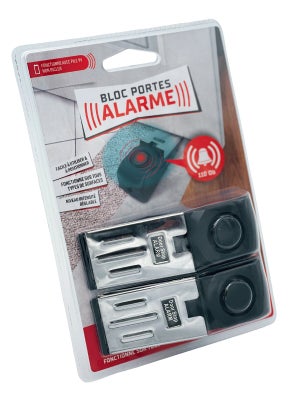 Lot de 2 cales portes en plastique avec alarme VENTEO H.14 cm x 4.5 cm x 4 cm