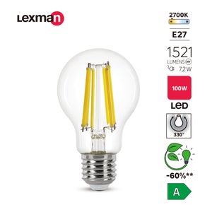 Ampoule led à filament E27, 1521Lm = 7.2W, LEXMAN