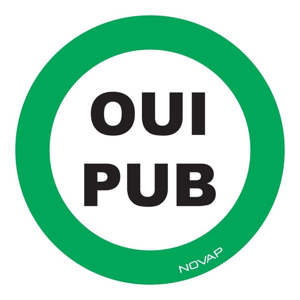 "Panneau rigide ""OUI PUB"" diam. 80 mm"