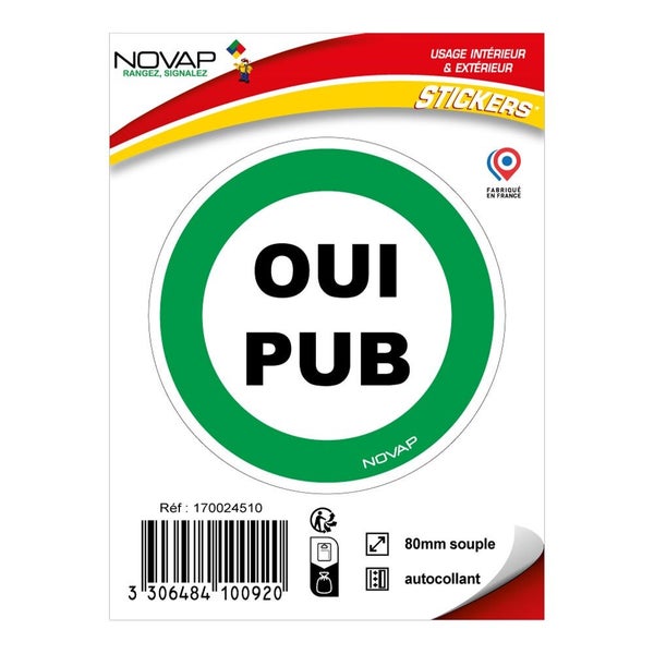 "Panneau adhésif ""OUI PUB"" diam. 80 mm"