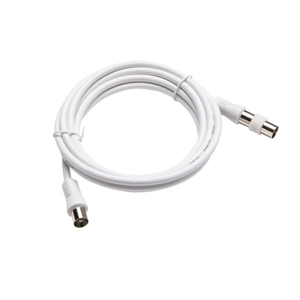 Cordon coaxial 9,5mm, 2m, mâle/femelle+adaptateur mâle/mâle, LEXMAN