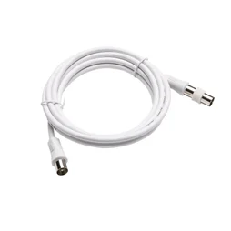 Cordon coaxial 9,5mm, 2m, mâle/femelle+adaptateur mâle/mâle, LEXMAN