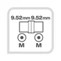 Cordon coaxial 9,5mm, 2m, mâle/femelle+adaptateur mâle/mâle, LEXMAN