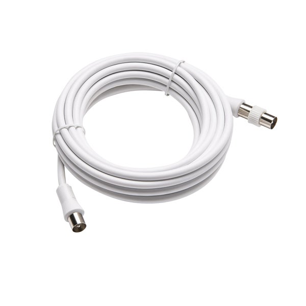 Cordon coaxial 9,5mm,  5m, femelle/mâle+adaptateur mâle/mâle, LEXMAN