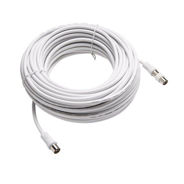 Cordon coaxial 9,5mm, 20m, femelle/mâle+adaptateur mâle/mâle, LEXMAN