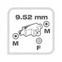 Tete dérivation coaxial, 9,52mm, 2 mâle/1 femelle, LEXMAN