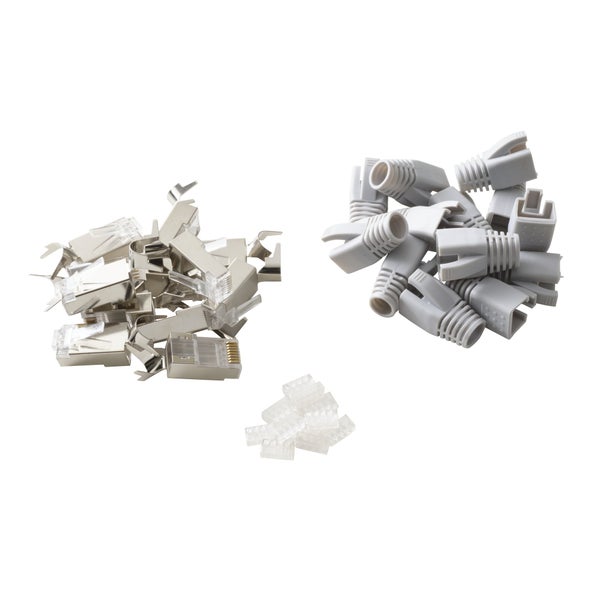 Lot de 12 fiches éthernet+manchon RJj45 cat 5, LEXMAN