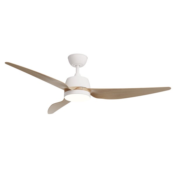 Ventilateur de plafond Marina led blanc/bois diam.122cm ip44 SULION
