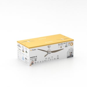 Ventilateur de plafond Marina led blanc/bois diam.122cm ip44 SULION