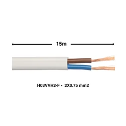 Câble électrique h03vvf, LEXMAN, 2 x 0.75 mm2 blanc 15 m