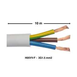 Câble électrique h03vvf, LEXMAN, 3G01.5 mm2  blanc 10 m