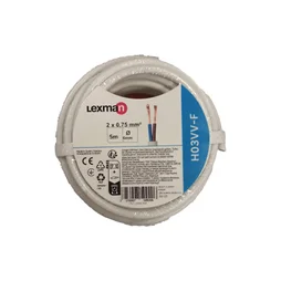 Câble électrique h03vvf, LEXMAN, 2 x 0.75 mm2 blanc 5 m